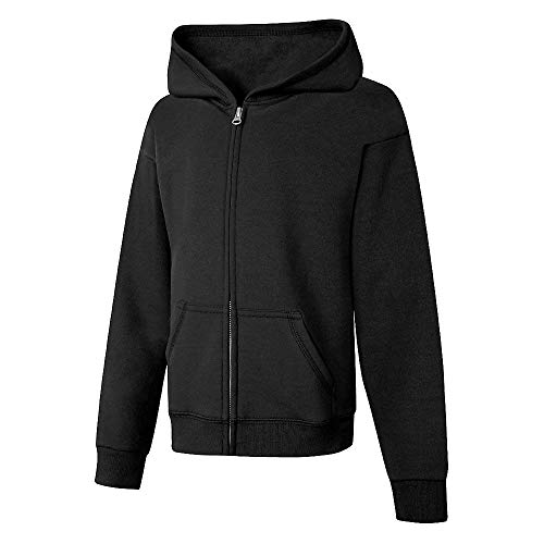 Hanes Big Girls' ComfortSoft EcoSmart Full-Zip Fleece Hoodie Black