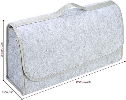 Image of House of Quirk Car Trunk Organizers Large Anti Slip Car Trunk Compartment Boot Utensils Storage Organizer Utility Tool Bag (Big Light Grey) (Felt)