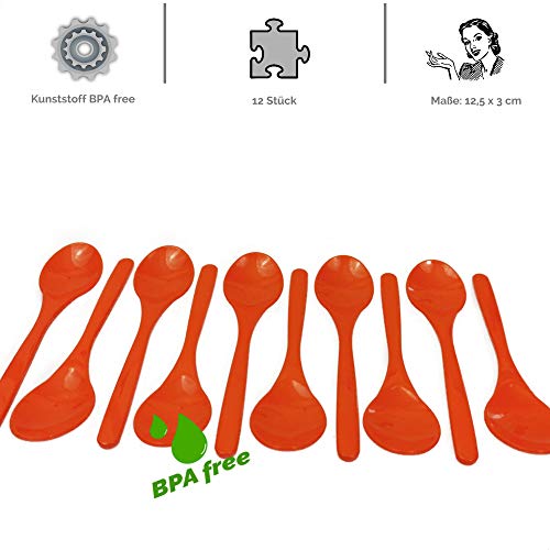 Kerafactum Cucharas de plástico naranja, cucharas de huevo, cucharas de plástico, cucharas de té, cucharas de plación… - Imagen 4