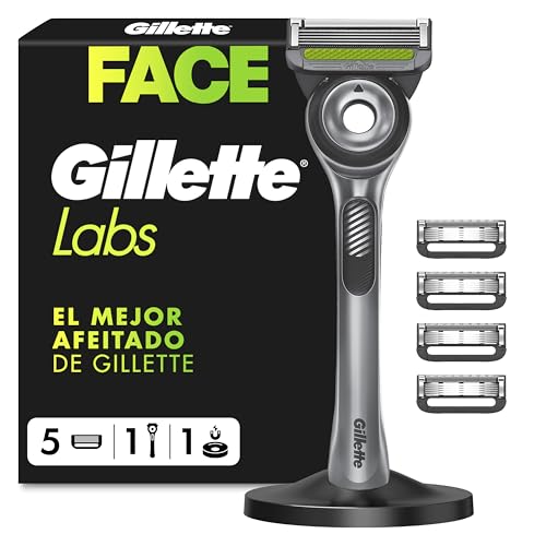 Gillette Labs - Cuchilla de afeitar para hombre, 1 pieza de mano, 5 cuchillas de repuesto, base magnética