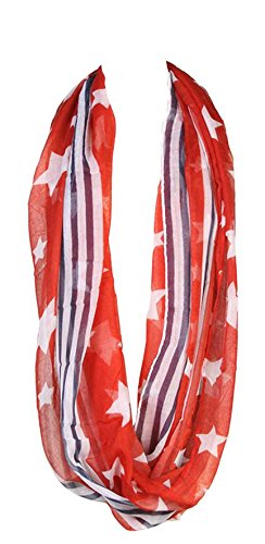 US Scarf Infinity Loop - Stars on Red w/Blue/White Stripes 31.5"x31.5"4