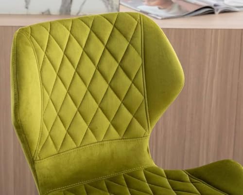 Image of Dream Furnishing - Set of 2 Bar /Kitchen Chairs 360 Degree Rotatable Swivel Elegant Classy & Comfortable Chair with Golden Base and Velvet Fabric (2 Chairs) (Green Velvet)