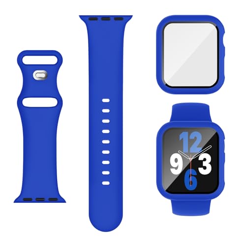 Image of Adorique 3-in-1 Compatible for Apple Watch Band 40mm 41mm 42mm 44mm 45mm 46mm, Soft Silicone Sport Strap for iWatch Series SE 10 9 8 7 6 5 4 3