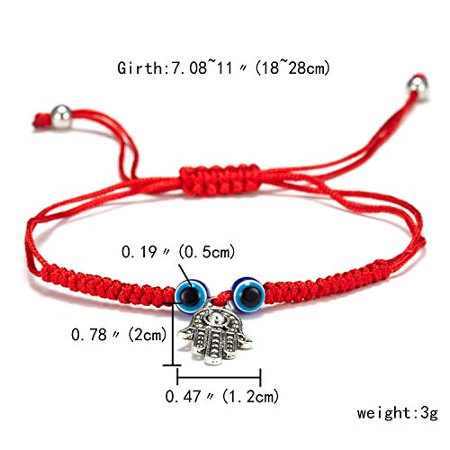 COLORFUL BLING Unisex Handmade Evil Eye Braided Rope Lucky Red String Bracelet Hamsa Evil Eye Charm Bracelet Peaceful Adjustable Couple Bracelets for Women Girls2