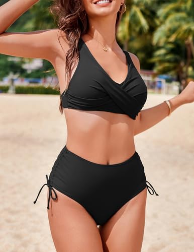AI'MAGE Women's High Waisted Bikini Set Tummy Control 2 Piece Swimsuit for Women Push Up Twist Front Bathing Suit 20253