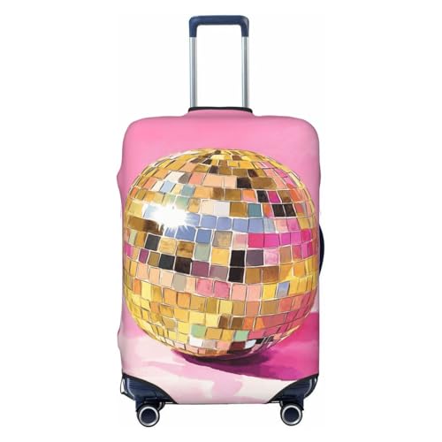 Discoball Watercolor Soft Pink Preppy Elastic Travel Luggage Covers Dustproof Scratch-Resistant Suitcase Protector Fit 22-24 Inch