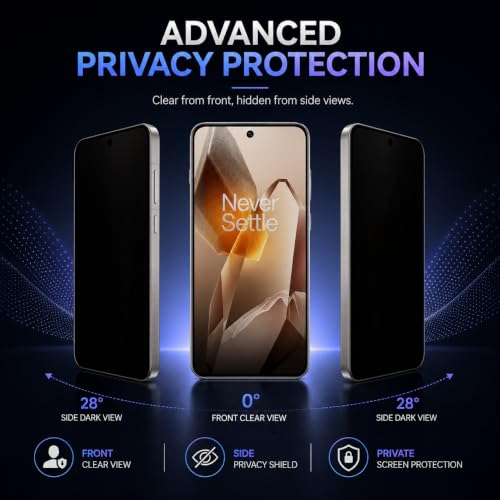 Image of FIRST MART Privacy Tempered Glass for OnePlus 13R, 2 Pack | Anti-Spy 9H Screen Protector, Edge-to-Edge, Case-Friendly, Scratch Resistant, Bubble-Free