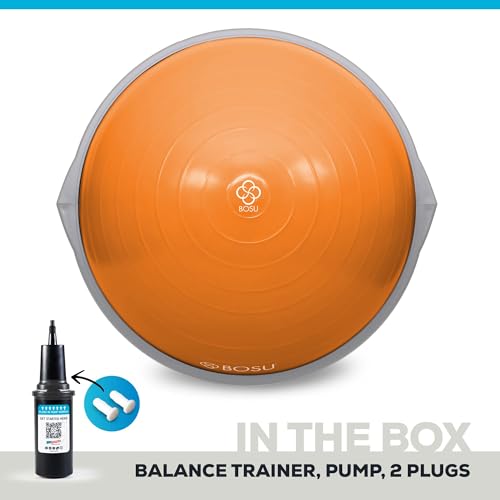 Image of Bosu Balance Ball Exercise Trainer, Home Gym Equipment w /Guided Workouts & Pump, 26 inch Inflatable Fitness Platform for Strength Training, Standing, Balancing, and Core Workout