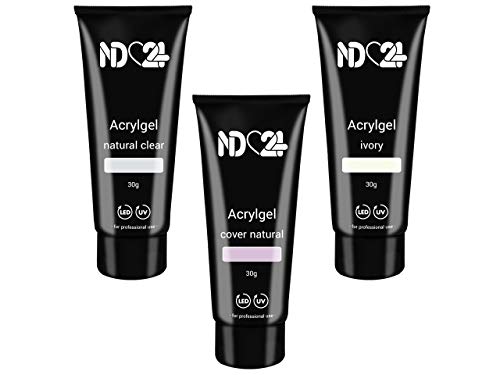 Poly Acryl Gel Tube Set French - Clear + Cover Natural+ Ivory (3 x 30g) – Bild 3