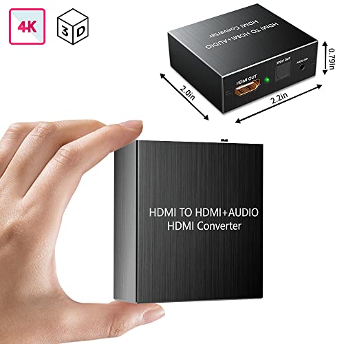 Ozvavzk HDMI Extracteur Audio 4Kx2K Adaptateur Audio HDMI vers HDMI Optique SPDIF avec 3.5 mm Audio Stéréo 5.1CH 2.1CH Extracteur son HDMI pour PS3 Blu-Ray DVD Xbox TV-Aluminum