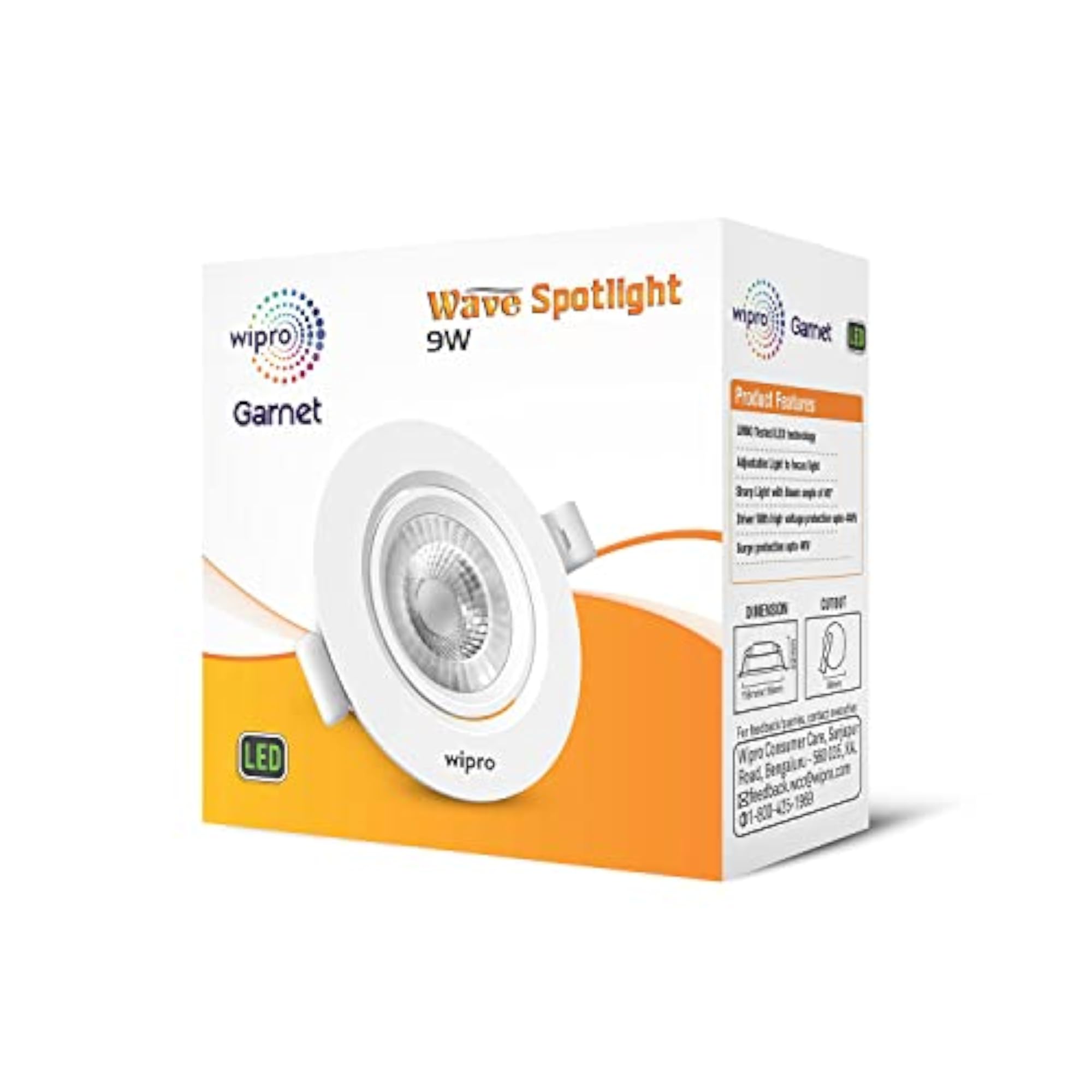 Garnet 9W LED Wave Spotlight, Adjustable Recessed Design