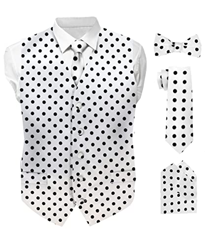Polka Dot Suit Vest for Men Set of 4 - Vest, Necktie, Bow Tie & Pocket Square