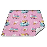 EtherSpher Pink Ice Cream Truck Summer Waterproof Outdoor Picnic mat XXL Party Picnic Accessories Outdoor for Grass Spring Gifts Manta de Tela para Picnic