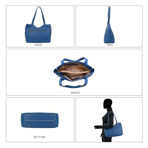 Anna by Anuschka Heritage Collection Women's Genuine Leather Shoulder Bag - Floral Embossed Royal Blue4