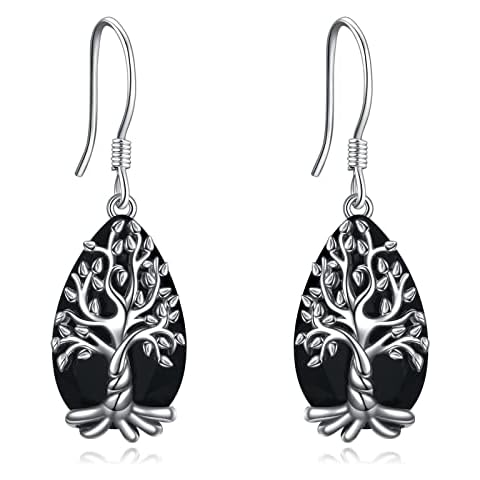 YFN Tree of Life Obsidian Earrings for Protection Cover