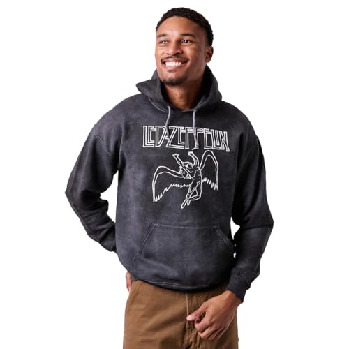 Bioworld Led Zeppelin Falling Icarus Logo Long Sleeve Black Cloud Wash Hooded Sweatshirt4