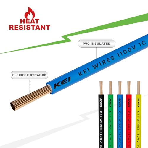 Image of KEI CONFLAME GREEN PLUS 0.75 sqmm 1 Core, 99.97% Pure Copper Conductor,FRLSH - Lead Less Insulation House Wire Suitable for Domestic & Industrial Electrical Wiring (Blue,180 Meters)