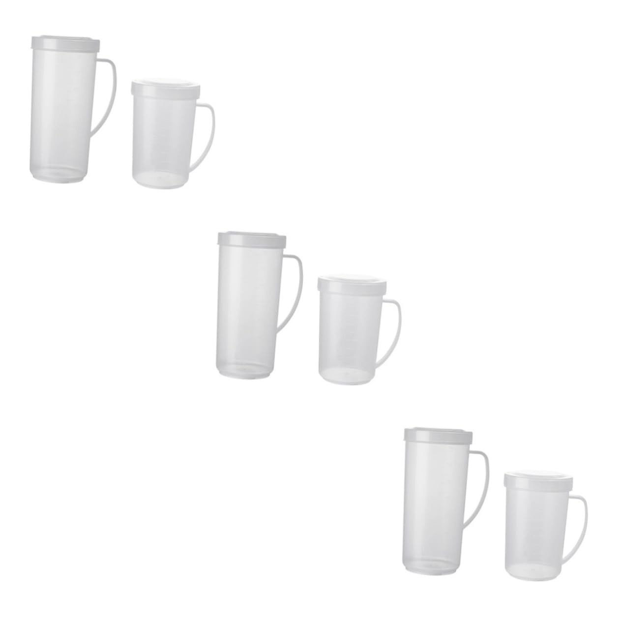 Amosfun 6 Piezas taza jarra fria jarra de agua con escala bebida kit de cocina lata cafe cup Vajilla para el hogar jarras de leche para horno de microondas el plastico Reutilizable