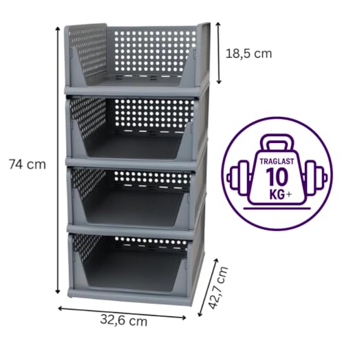 OrdnungsWerk Kleiderschrank-Organizer 4er Set, faltbare Aufbewahrungsboxen stabil und robust für Kleidung, Handtücher, Schuhe uvm. Mehr Ordnung in Schrank, Speisekammer, Keller und Werkstatt...
