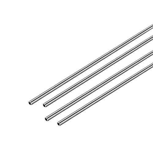 sourcing map 4Pcs Inoxidable Acero 304 Tubo Capilar, OD 3mm, 0.2mm Pared Grosor, 250mm Longitud Metal Tubos Recto sin Costura para Industria Maquinaria