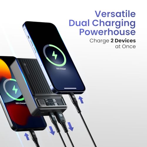 Image of Portronics Luxcell Mini 20K Advanced 20000 mAh Nano Power Bank with 22.5W Max Output, LED Indicator, Mach USB-A Output, Type C PD Output, Type C Input, Wake Up Button(Black)