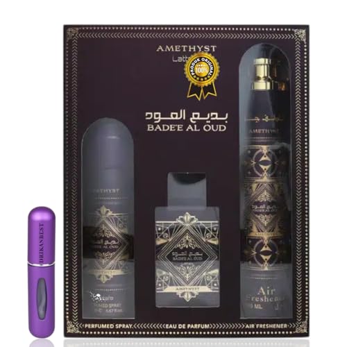 Set de Regalo Badee Al Oud Amethyst 3 Piezas | Perfume 100 ml +...