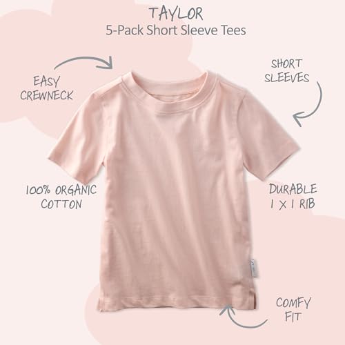 Image of Butterblu Taylor 5-Pack Toddler Short Sleeve T-Shirts 100% Organic Cotton for Toddler Boys and Girls​