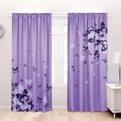 ARTALL rideau occultant papillons 52" x 84" 2 panneaux