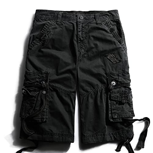 S.F.C WIDE CARGO SHORTS Lサイズ BLACK OCHENTA Men's Cargo Shorts Loose Fit Multi Pockets Casual Work