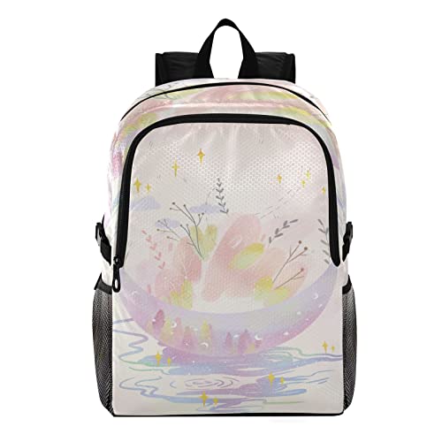 Cartable pliable imperméable motif lune violette rose art léger
