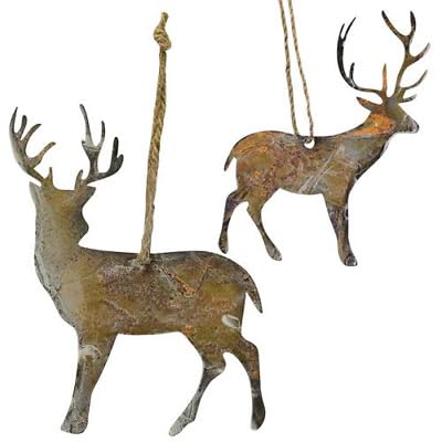Set of 6 Rusty Reindeer Ornament Primitive Cutouts Cutout Deer 4 5 STAG