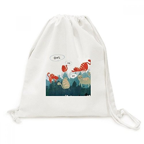 Sac à dos cordon toile hibou sac de voyage faune sauvage pet lover
