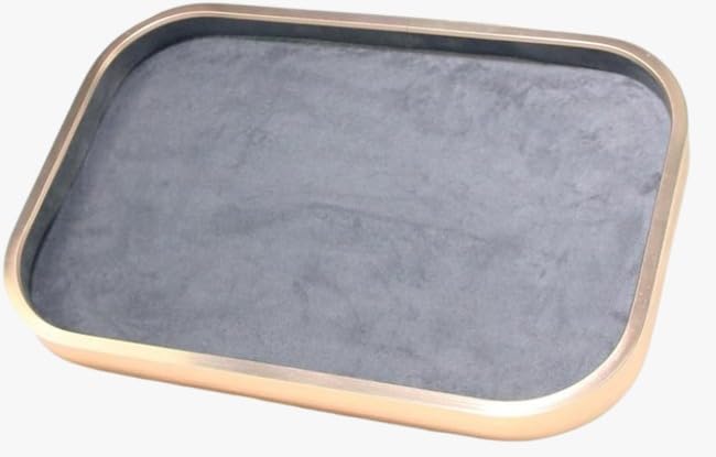 Image of Metal Dark Grey Serving Velvet Jewellry Drawer Organizer Tray (11.5 * 11.5 Inch)