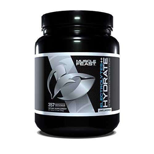 Muscle Feast Hydrate Sugar Free Electrolytes Powder for Muscle Cramping, All Natural Keto Zero Calorie, Unflavored, 1000g