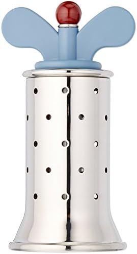 Alessi 9098 Design Pepper Mill with Fins Stainless Steel and Thermoplastic Resin, Light Blue