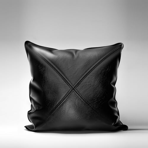 Royal Phoenix® Lederkissen aus echtem Rindsleder - weiches und atmungsaktives Nappaleder (Schwarz, 40 x 40 cm)