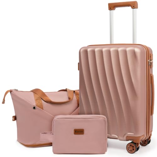 Image of Eeeza Carry on Luggage Sets 3 Piece Suitcases(RoseGold, 20 inch /DB /TB)