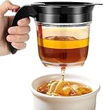 Fettabscheider für Soßen 4 Tassen 1000ml Fetttrennkanne PP Transparent mit Druckauslass Fettkanne Soßentrenner Suppenölabscheider Fettabschöpfer für Andere Flüssigkeiten