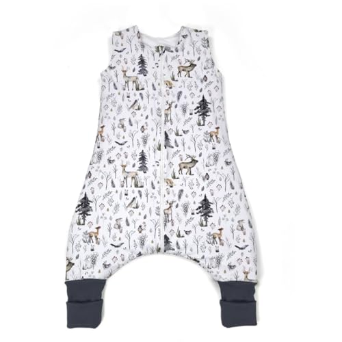 Albero Mio Slaapzak met voeten 2,5 tog, 113 x 38 cm, mouwloze trappelzak met ribgebreide hoes, 100% katoen, voor jongens en meisjes, Scandinavisch bos