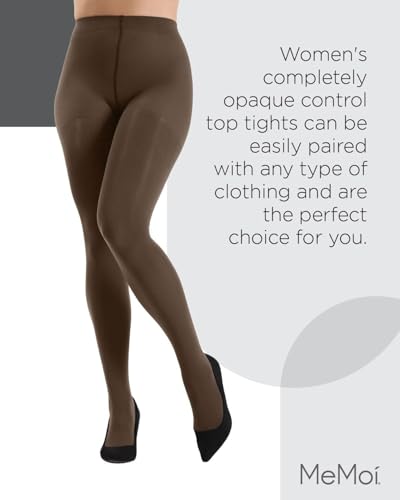 Image of MeMoi Completely Opaque Control Top Tights for Women, Comfortable Control Top Tights, 80 Denier - Sizes Small to Q2