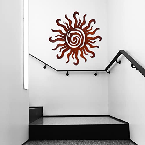 12 Inch Metal Sun Wall Decor Outdoor, Wacky Sun Metal Wall Art For Living Room Patio Garden Bathroom Fence Bedroom (Brown) #TOP6