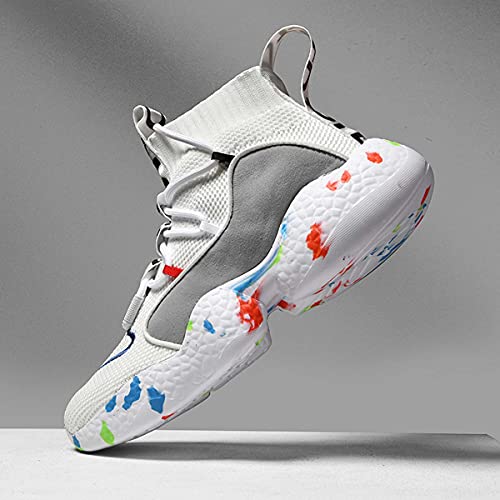 Hydlongr Women‘s Men's Breathable High-Top Knitted Mesh Rubber Lightweight Couple Running Shoes Fashion Walking Training Shoes Comfortable Casual Shoes Camouflage White 6.5 Women / 5 Men #TOP1