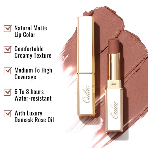 Image of Oulac Pink Nude Matte Lipsticks for Women, Brown Tone Silky Velvet Matte Lipstick, Soft Smooth Texture, High Impact Lip Color, Not Dry Lightweight, Infused with Vitamin E, Vegan&Cruelty Free RM04