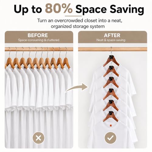 HOUSE DAY Space Saving Hangers 60 Pack, Smart Hangers for Clothes, Black - Image 3