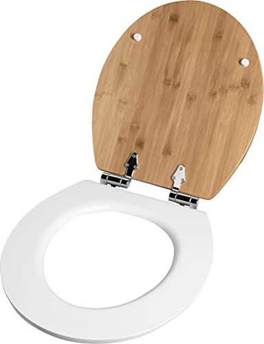 Asiento de inodoro Cornat Ligna de alta densidad, diseño de madera y bambú premium 5