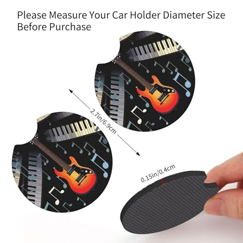 2 posavasos para carro con diseño guitarra y piano miniatura 4