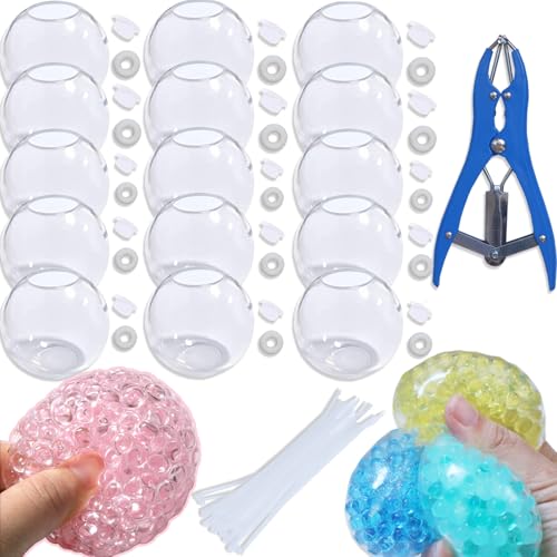 15pcs DIY Stress Ball Kit Blank Skins with Air Pump & Expander Tool for Making Pressure Balls Make Your Own Fidget Pressure Balls (15Transparent)