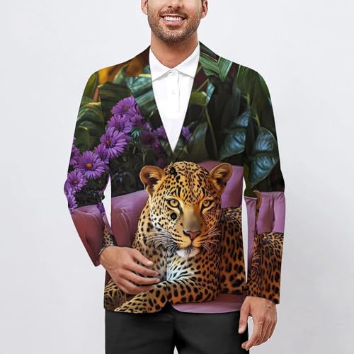 Leopard Sofa Men's Blazer Printed Button Suit Jacket Slim Sport Coat Blazers2