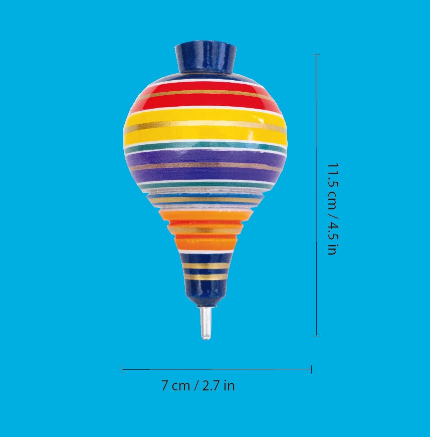 Spinning Top Trompo – 2 -Pack Wood Carved Spinning Tops – Sturdy Steel Point for Enhanced Stability – Ideal for Beginners and Intermediates – trompos de Mexico de Madera