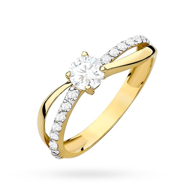 Bague pour femme MARKO en or 8 carats avec zircons à porter au quotidien ou en soirée